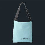 Aqua Blue Teal Girly Script Monogram Name Modern Crossbody Bag<br><div class="desc">Aqua Blue Teal anniversary,  baby shower or bachelorette party gift for someone that loves glam luxury and chic styles.</div>