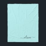 Aqua Blue Teal Girly Script Monogram Name Modern Fleece Blanket<br><div class="desc">Aqua Blue Teal Faux Script Monogram Add Your Own Name Fleece Blanket. This makes the perfect sweet 16 birthday,  wedding,  bridal shower,  anniversary,  baby shower or bachelorette party gift for someone that loves glam luxury and chic styles.</div>