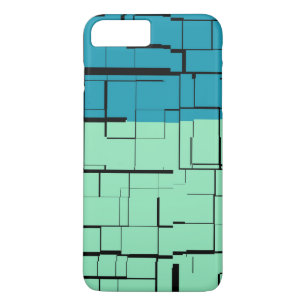 Aqua Blue Teal Green Modern Pattern iPhone 8 Plus/7 Plus Case