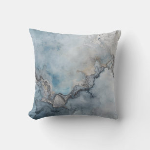 Aqua Blue Teal Grey Beige Abstract Home Decor Cushion