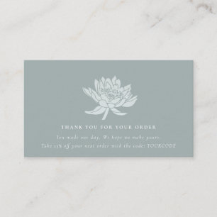 AQUA BLUE TEAL LOTUS FLORA LOGO SHOPPING THANK YOU BUSINESS CARD