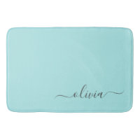 Aqua Blue Teal Modern Script Girly Monogram Name