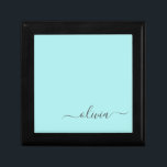 Aqua Blue Teal Modern Script Girly Monogram Name Gift Box<br><div class="desc">Aqua Blue Teal Simple script Monogram Name Jewellery Keepsake Box. This makes the perfect graduation,  birthday,  wedding,  bridal shower,  anniversary,  baby shower or bachelorette party gift for someone that loves glam luxury and chic styles.</div>