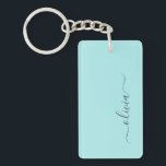 Aqua Blue Teal Modern Script Girly Monogram Name Key Ring<br><div class="desc">Aqua Blue Teal Simple Script Monogram Name Keychain. This makes the perfect sweet 16 birthday,  wedding,  bridal shower,  anniversary,  baby shower or bachelorette party gift for someone that loves glam luxury and chic styles.</div>