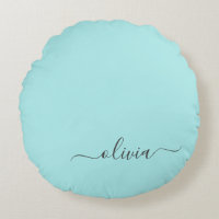 Aqua Blue Teal Modern Script Girly Monogram Name