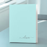 Aqua Blue Teal Modern Script Monogram Girly Name Pocket Folder<br><div class="desc">Aqua Blue Teal Simple Modern Script Monogram Name Pocket Folder. This makes the perfect sweet 16 birthday,  wedding,  bridal shower,  anniversary,  baby shower or bachelorette party gift for someone that loves glam luxury and chic styles.</div>