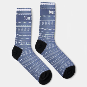 Aqua Blue Teal Poinsettia Flower Pattern Socks