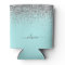 Aqua Blue Teal Silver Glitter Monogram