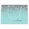 Aqua Blue Teal Silver Glitter Monogram