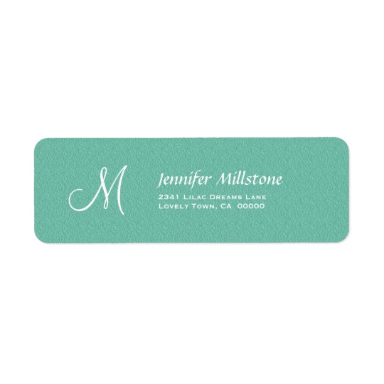 AQUA BLUE Textured Wedding Monogram Address Label