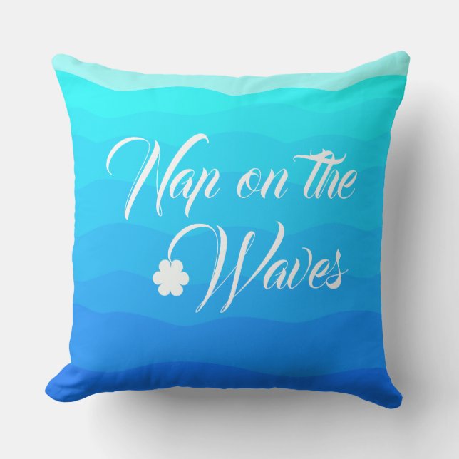 aqua blue tropical summer watercolor artistic cushion (Front)