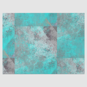 Aqua Blue Turquoise and Grey Modern Distressed  Tissue Paper