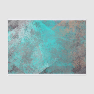 Aqua Blue Turquoise N Grey Distressed Abstract Tissue Paper