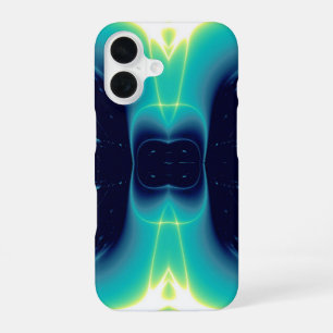 AQUA BLUE TURQUOISE WHITE LIGHT WAVES iPhone 16 CASE