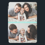 Aqua Blue Two Photo Collage Custom iPad Pro Cover<br><div class="desc">Customisable iPad Pro cover featuring two-photo collage with an aqua blue accent. This personalised photo iPhone Pro cover is a perfect way to showcase your family photos.</div>