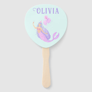 Aqua Blue Under the Sea Mermaid Birthday Hand Fan