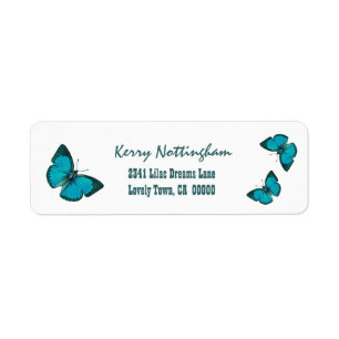 AQUA BLUE Vintage Butterflies on WHITE V020
