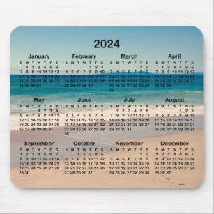 Aqua Blue Water Beach Photo 2024 Calendar Mouse Mat