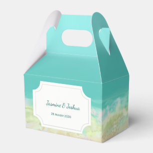 Aqua blue water  beach seashore painted favour box