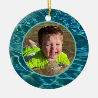 Aqua Blue Water Pattern, rippling ocean waves Ceramic Tree Decoration
