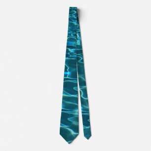 Aqua Blue Water Pattern, rippling ocean waves Tie