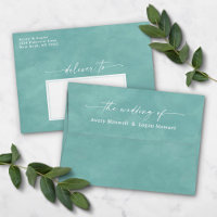 Aqua Blue Watercolor A7 5x7 Wedding Invitation