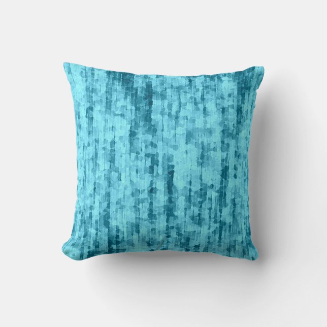 Aqua Blue Watercolor Abstract Pattern Pillow (Front)