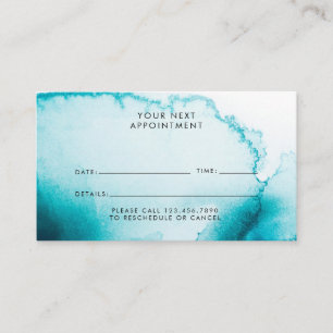 Aqua Blue Watercolor Background Appointment Card