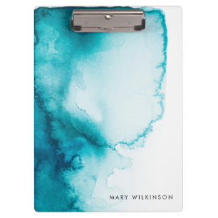 Aqua Blue Watercolor Background Clipboard