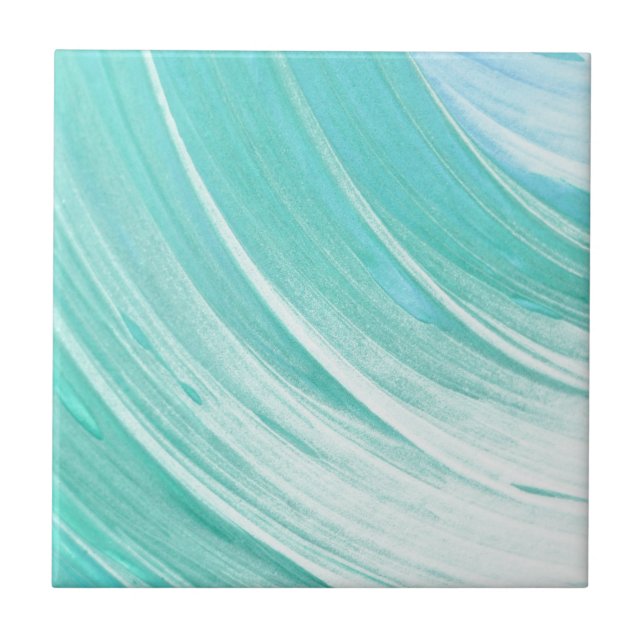 Aqua Blue Watercolor Pattern Tile (Front)