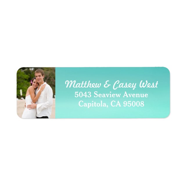 Aqua Blue Watercolor Wash Beach Photo (Front)