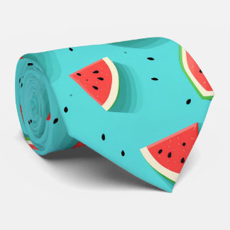 Aqua Blue Watermelon Summer Fruit Melon Tie