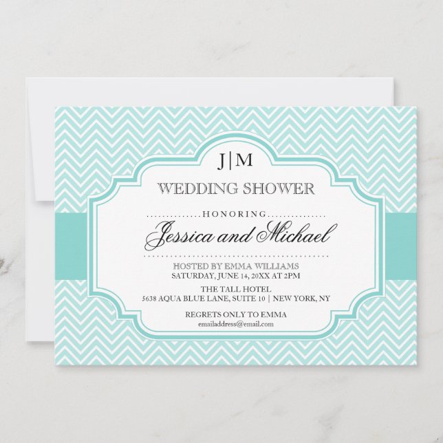 Aqua Blue Wedding Shower Invitations (Front)