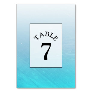 Aqua Blue Wedding Table Number Card