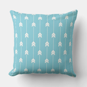 Aqua Blue White Arrows  Cushion
