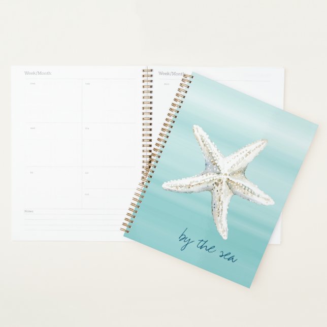 Aqua Blue White Beach Starfish       Planner (Display)
