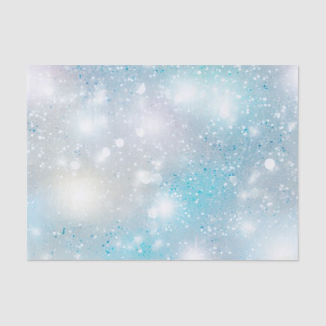 Aqua Blue White Bokeh Birthday Tissue Paper (Front)
