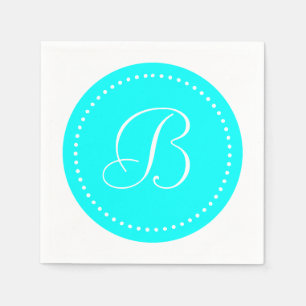 Aqua Blue/White Dot Monogram Napkin