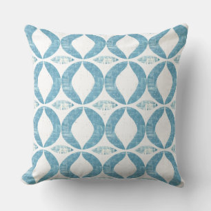 Aqua Blue & White Geometric Throw Pillow