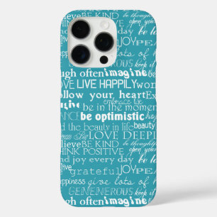 Aqua Blue White Inspirational Words   iPhone 16 Pro Case