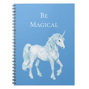 Aqua Blue White Magical Unicorn Notebook