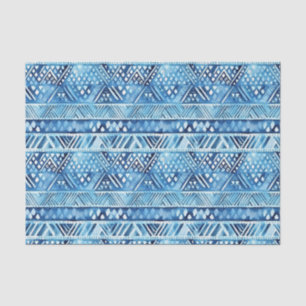 Aqua Blue White Tribal Stripes Dots Birthday Tissue Paper