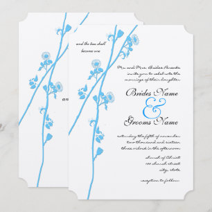 Aqua Blue Wildflower Branch Rustic Wedding Invitation