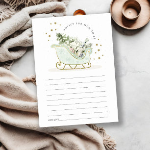 Aqua Blue Winter Sleigh Advice for Mum Baby Shower Enclosure Card
