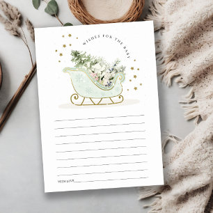 Aqua Blue Winter Sleigh Wishes for Baby Shower Enclosure Card