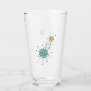 Aqua Blue Yellow Franciscan Starburst Mid Century Glass