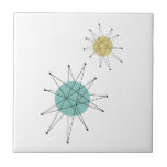 Aqua Blue Yellow Franciscan Starburst Mid Century Tile<br><div class="desc">This fabulous mid century modern ceramic tile feature Franciscan Starbursts in the colours of aqua blue,  yellow,  and black which will add a fun splash to your tiling project!</div>