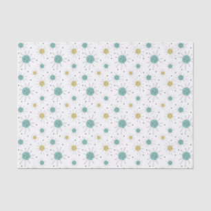 Aqua Blue Yellow Franciscan Starburst Mid-Century Tissue Paper