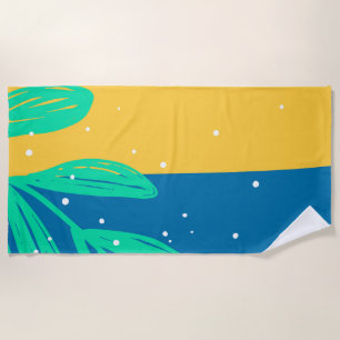 Aqua Blue Yellow Green For Girls & Boys Weekend  Beach Towel