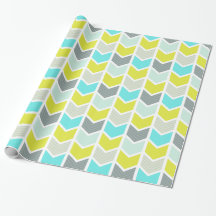 Aqua Blue Yellow Grey Geometric Chevron Pattern
